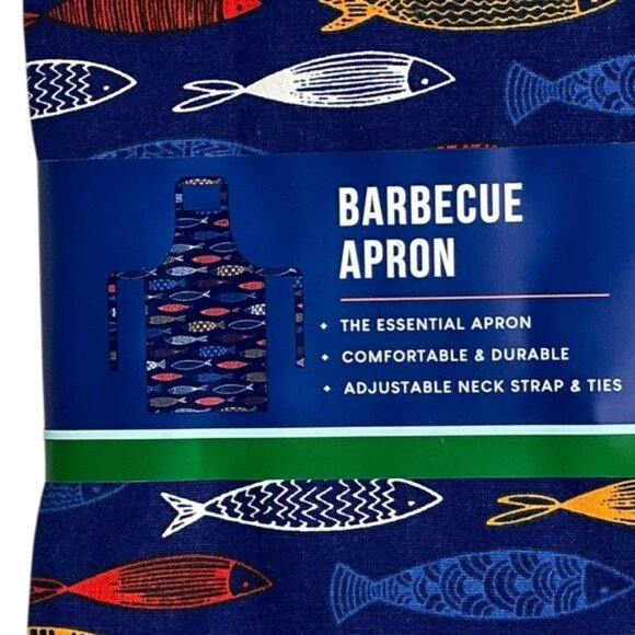 Barbeque Apron Bib Style  Unisex Nautical Fish Cotton Adjustable Men's Blue OS - Picture 8 of 16